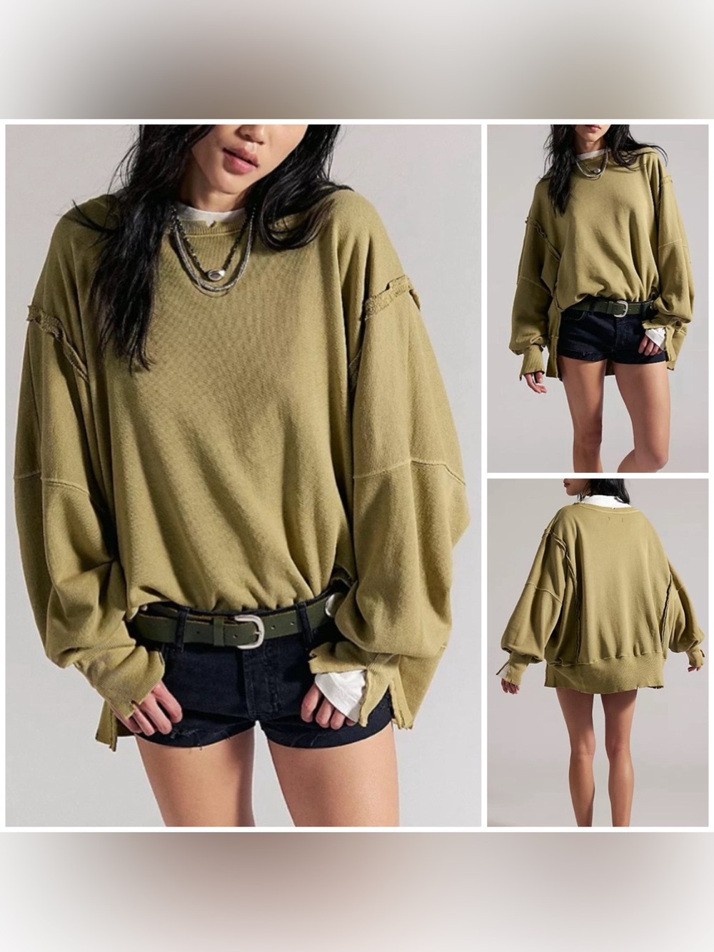 NWT Free People We The Free Camden Sweatshirt - python green - XS, M, L